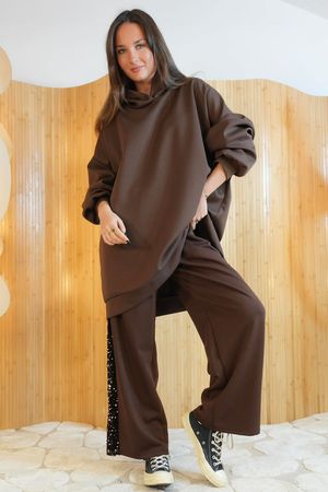 Soft Tech Jersey Oversized Hoodie Chocolate